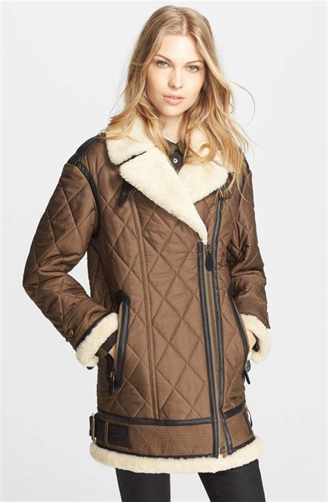 burberry brit rhys ford quilted shearling coat|burberry cashmere cape coat.